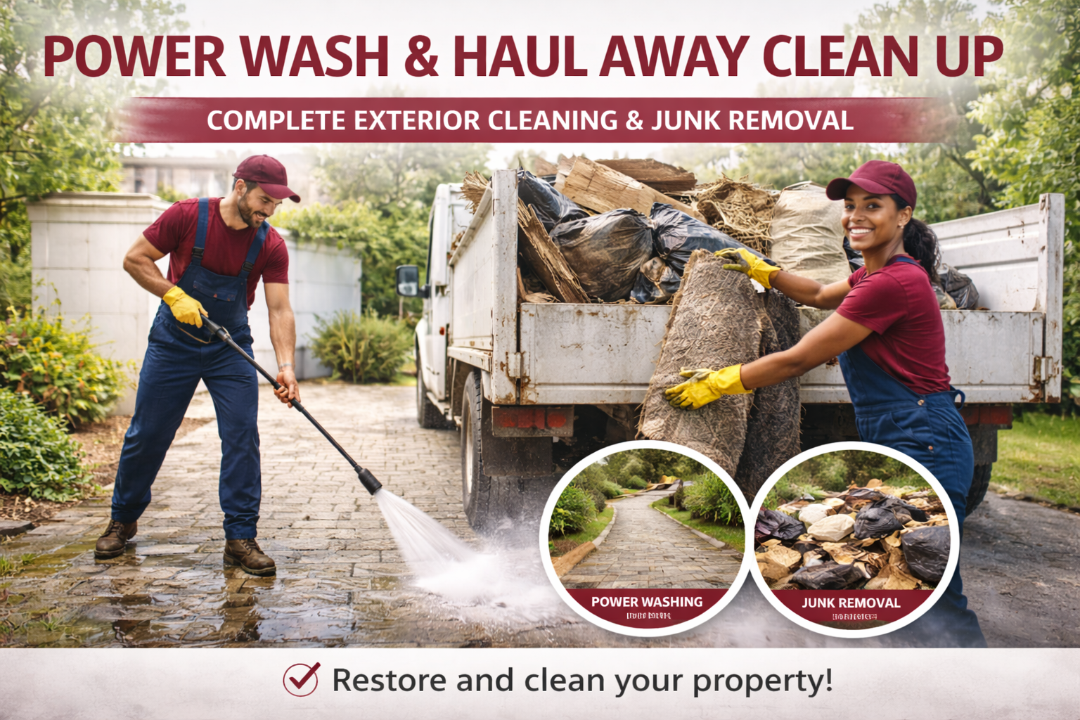 Power washing and haul away cleanup